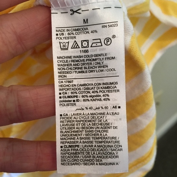 Old Navy Yellow Striped Cotton Dress Blue Trim - Picture 6 of 8